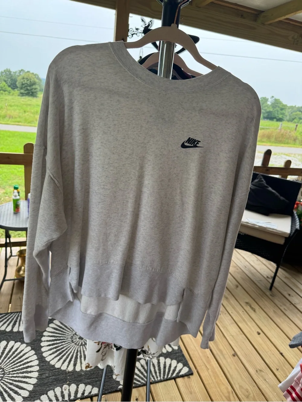 Nike Heather Grey Oversized Drop Shoulder High-Low Crewneck Sweatshirt Size L